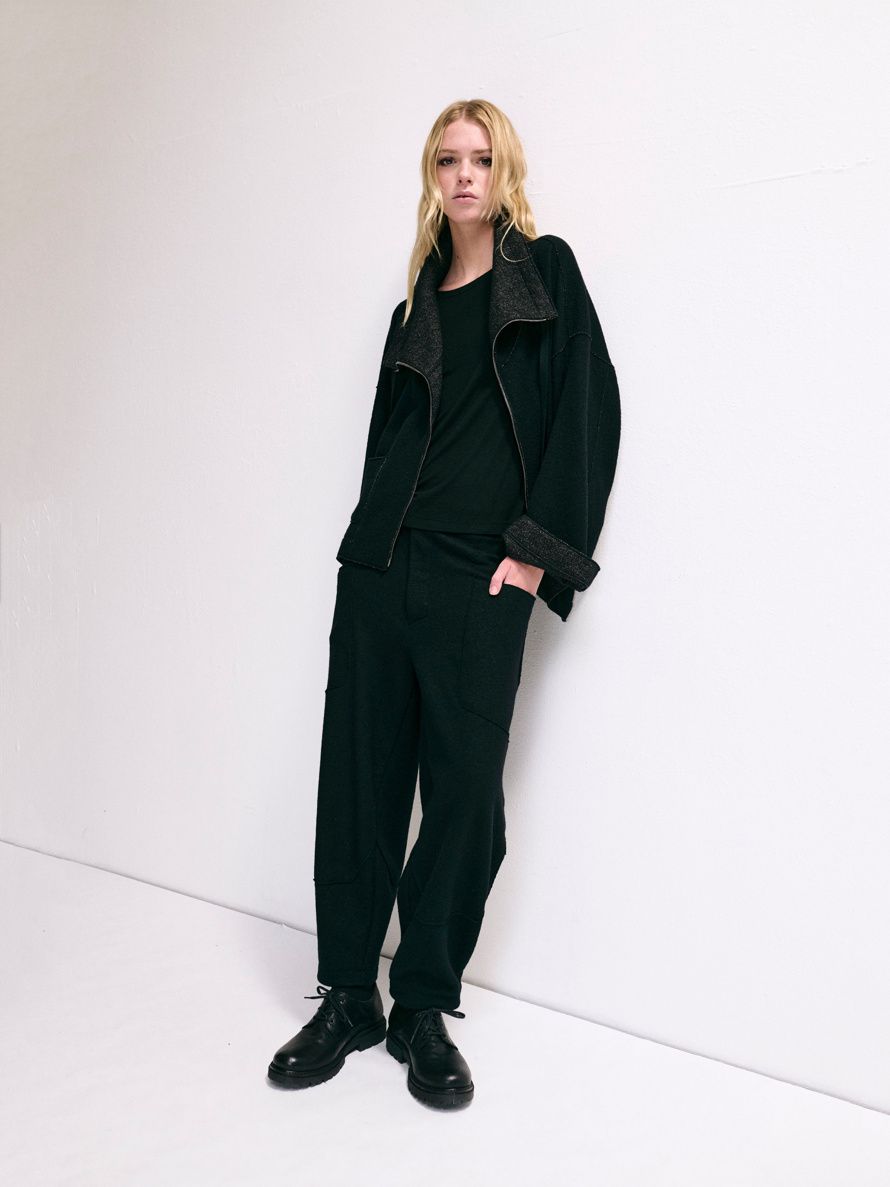 FELTED WOOL PANT BLACK