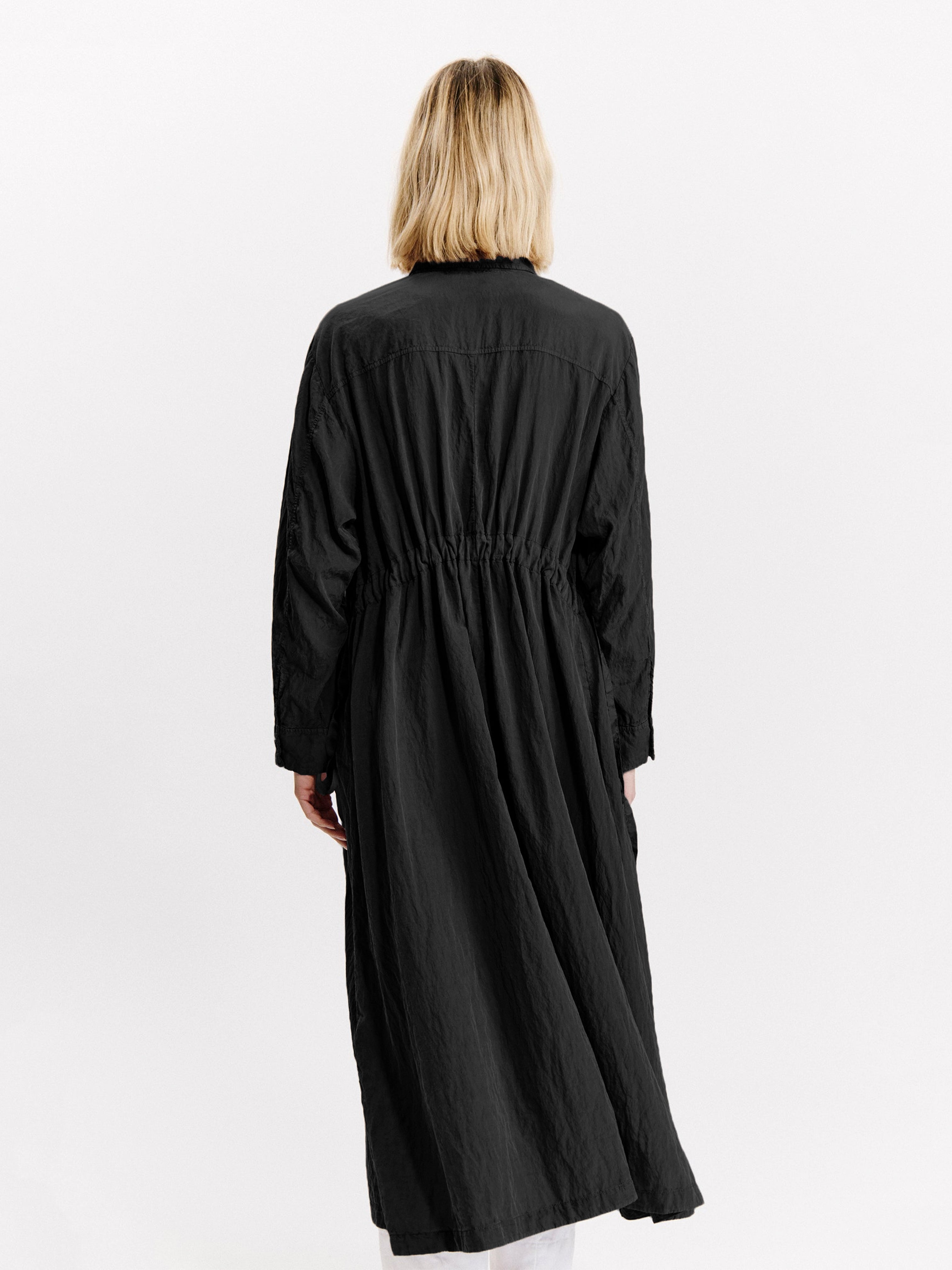SILK BLEND COAT DRESS BLACK