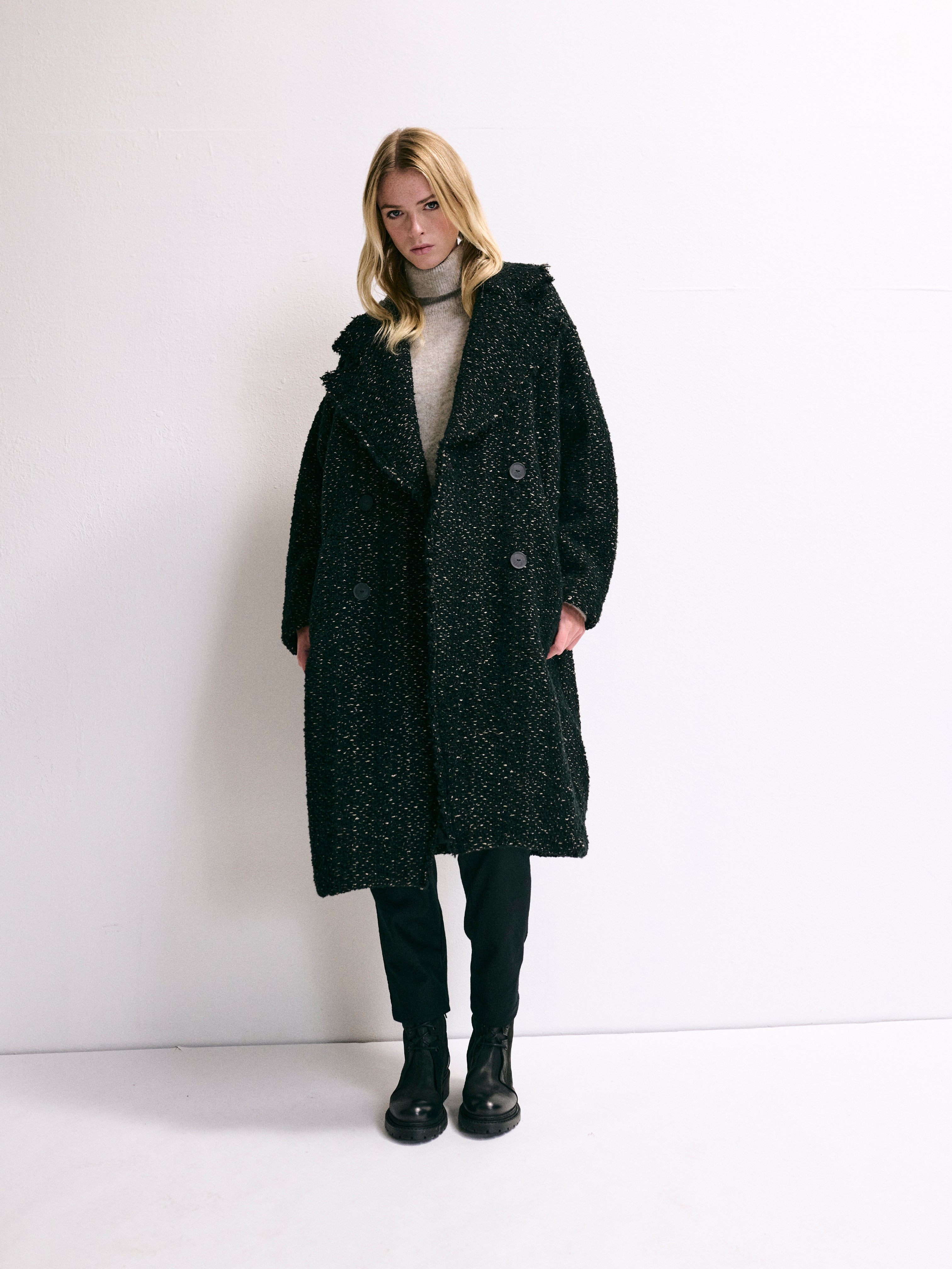 BOUCLE COAT BLACK