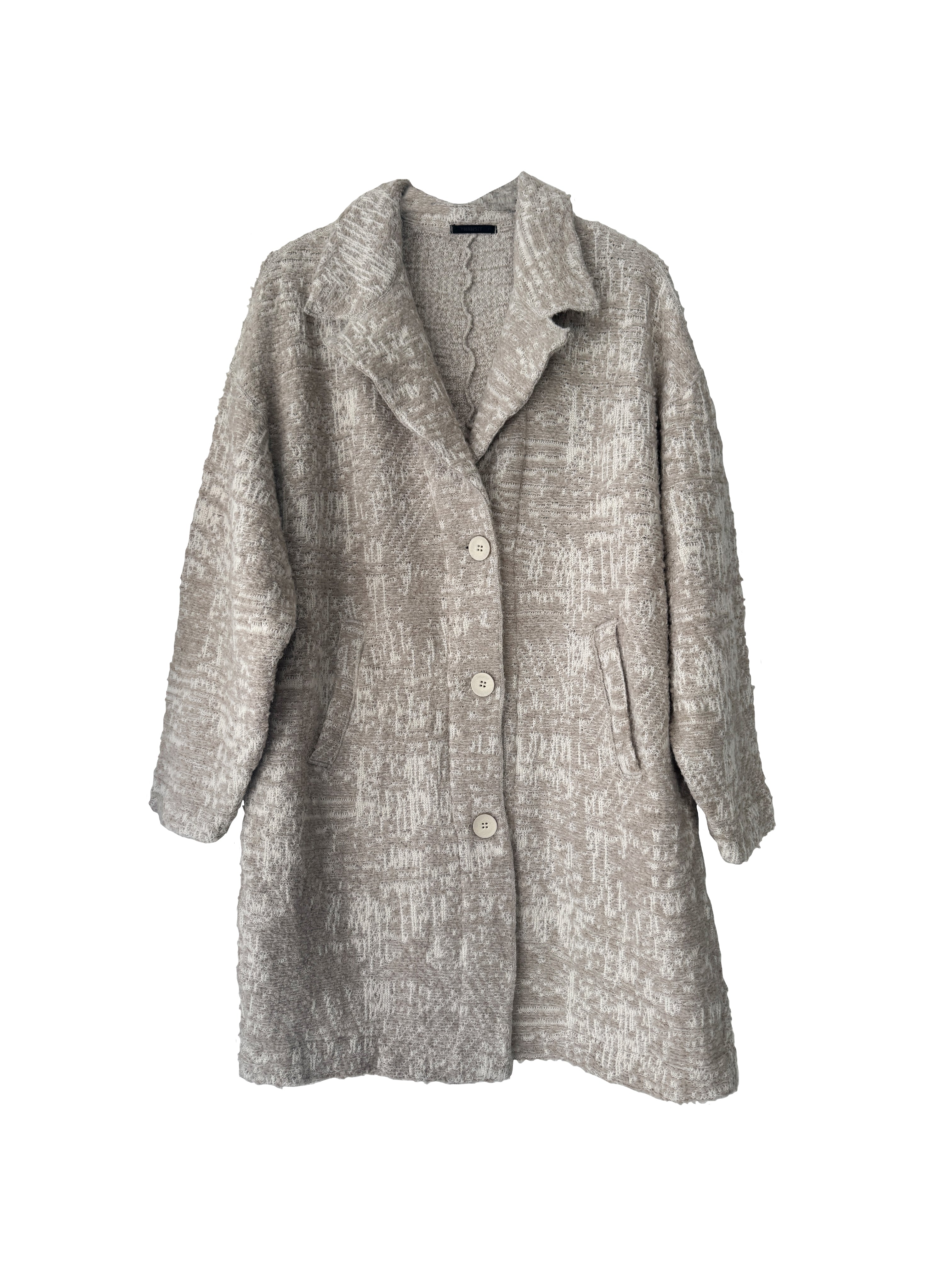 BOUCLE KNIT COAT SAND