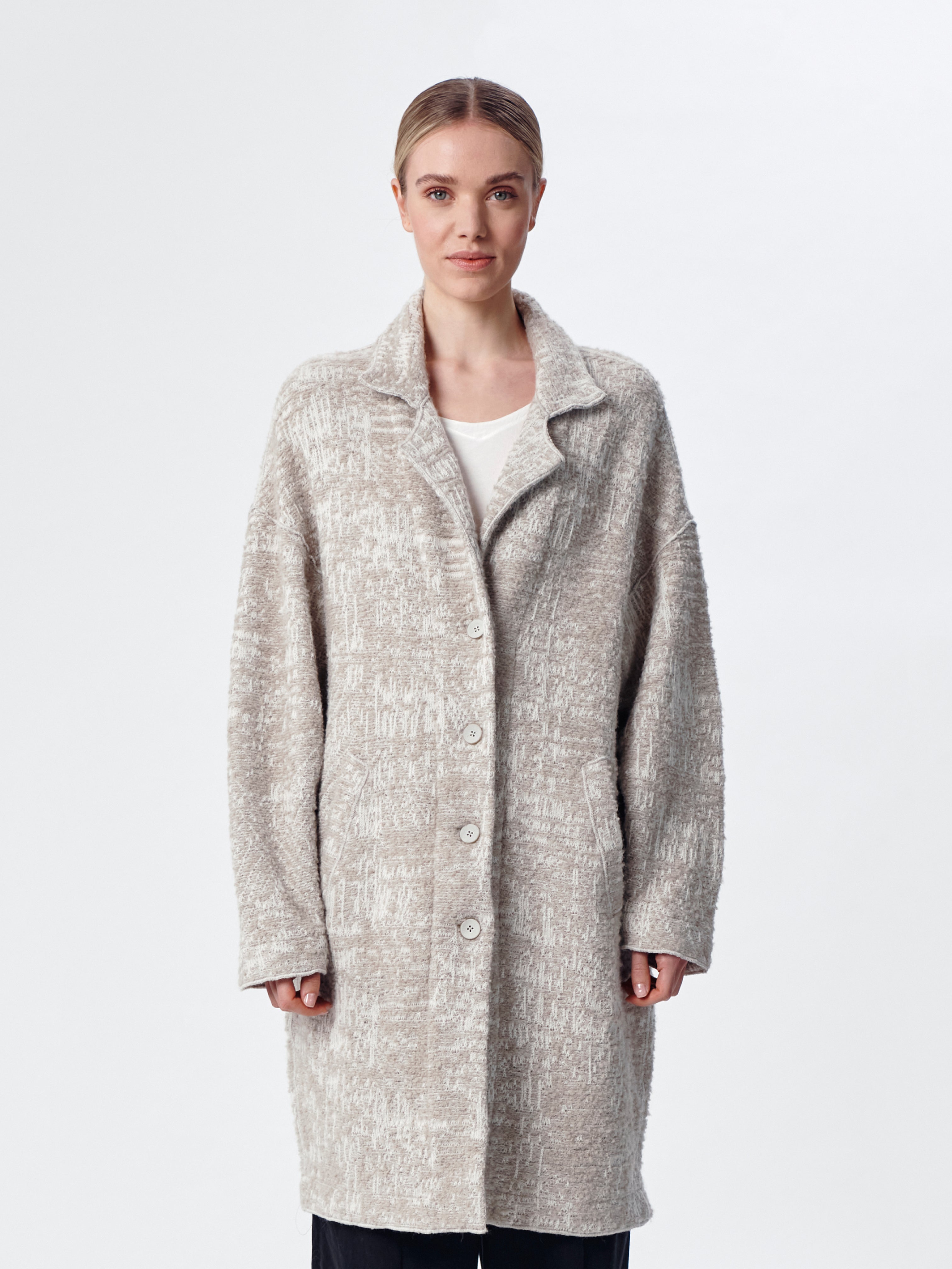 BOUCLE KNIT COAT SAND