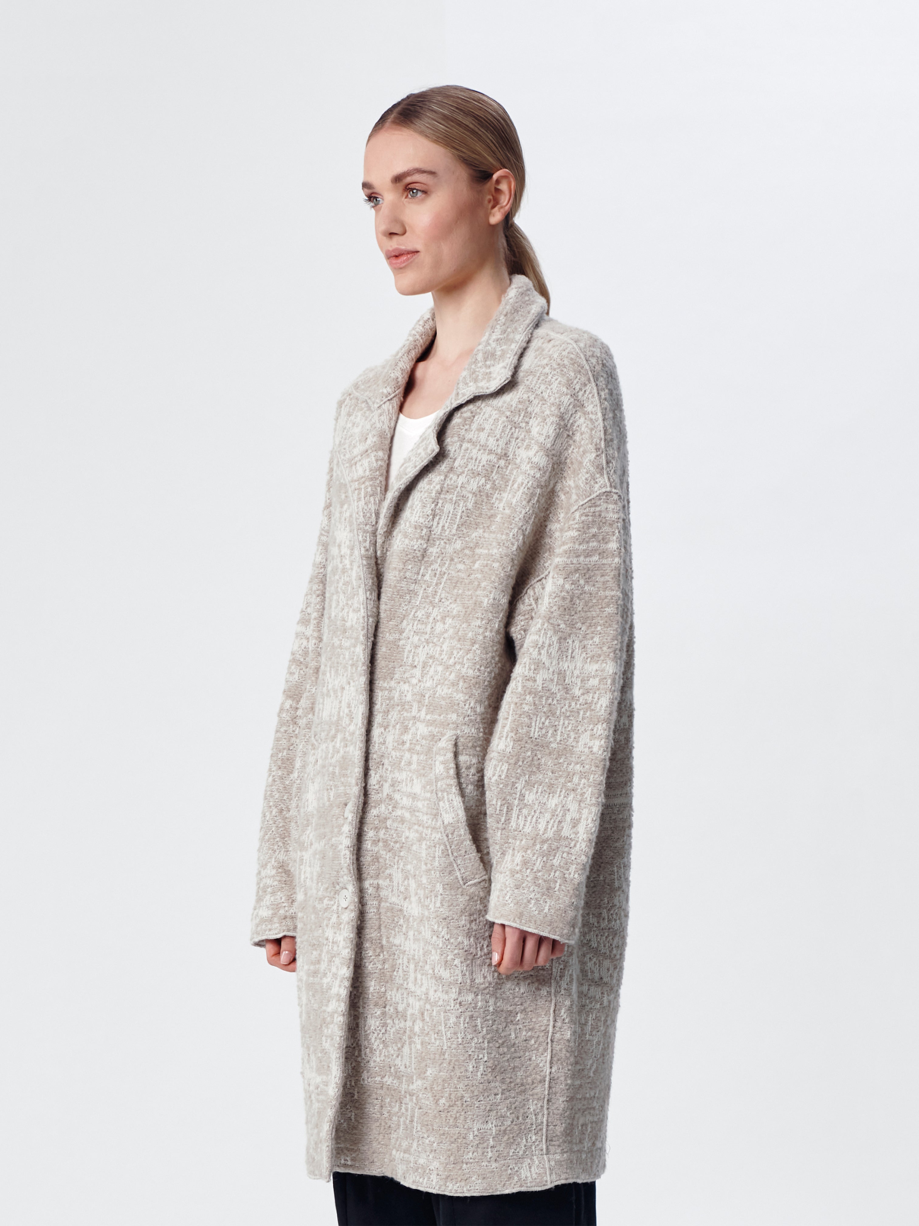 BOUCLE KNIT COAT SAND