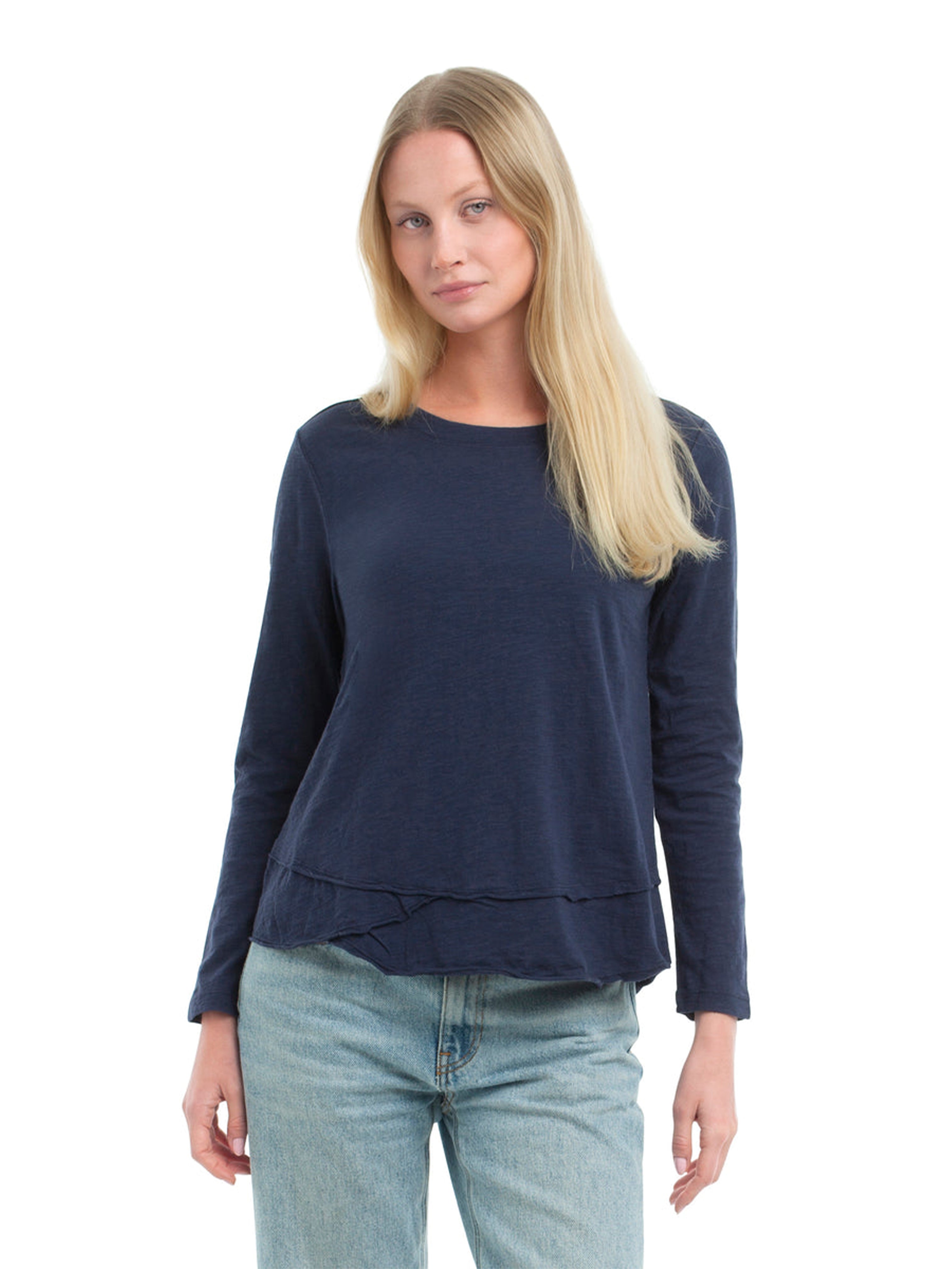 MOCK LAYER L/S T SHIRT NAVAL ACADEMY