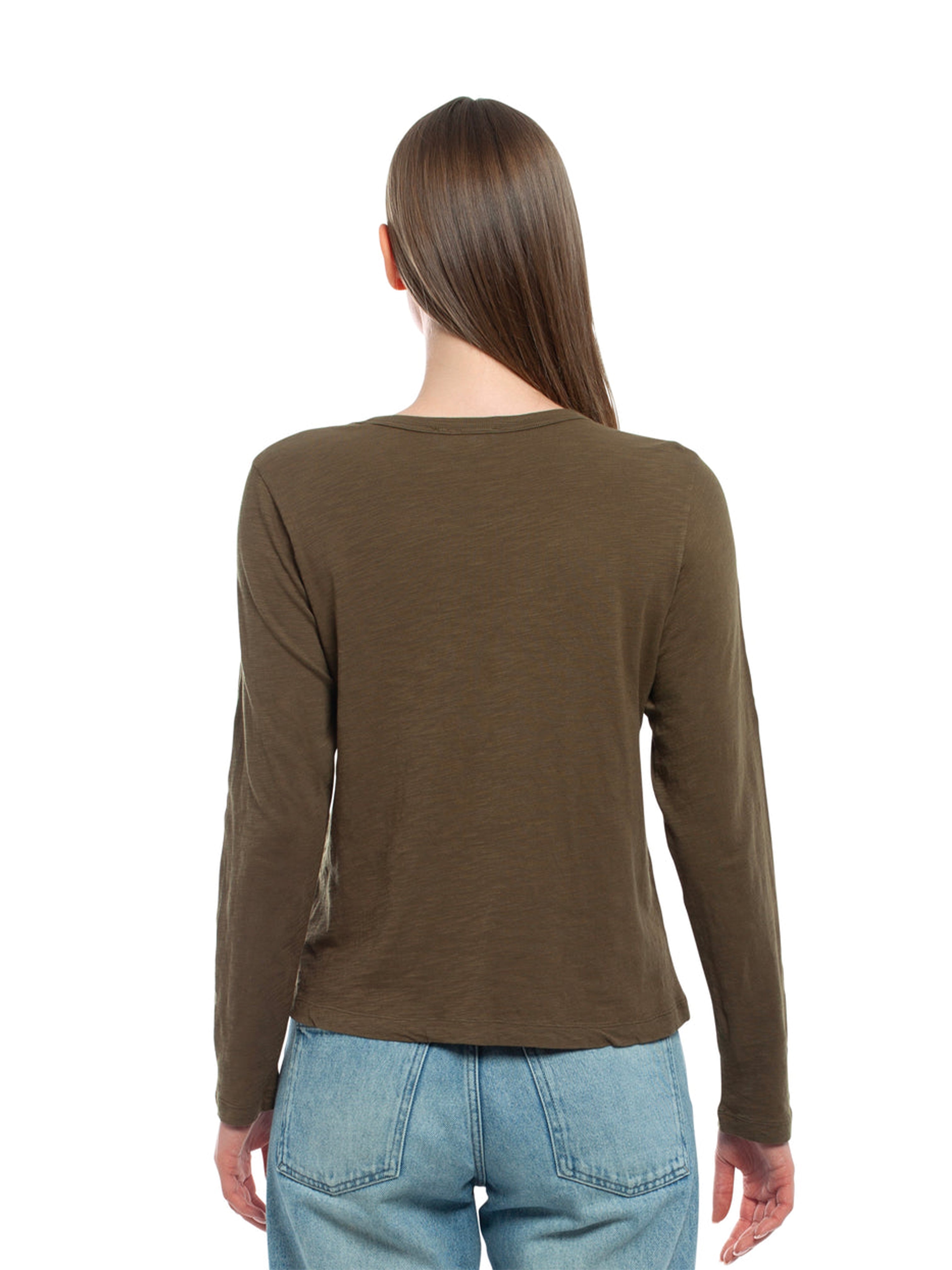 BASIC CREW L/S T SHIRT DARK OLIVE
