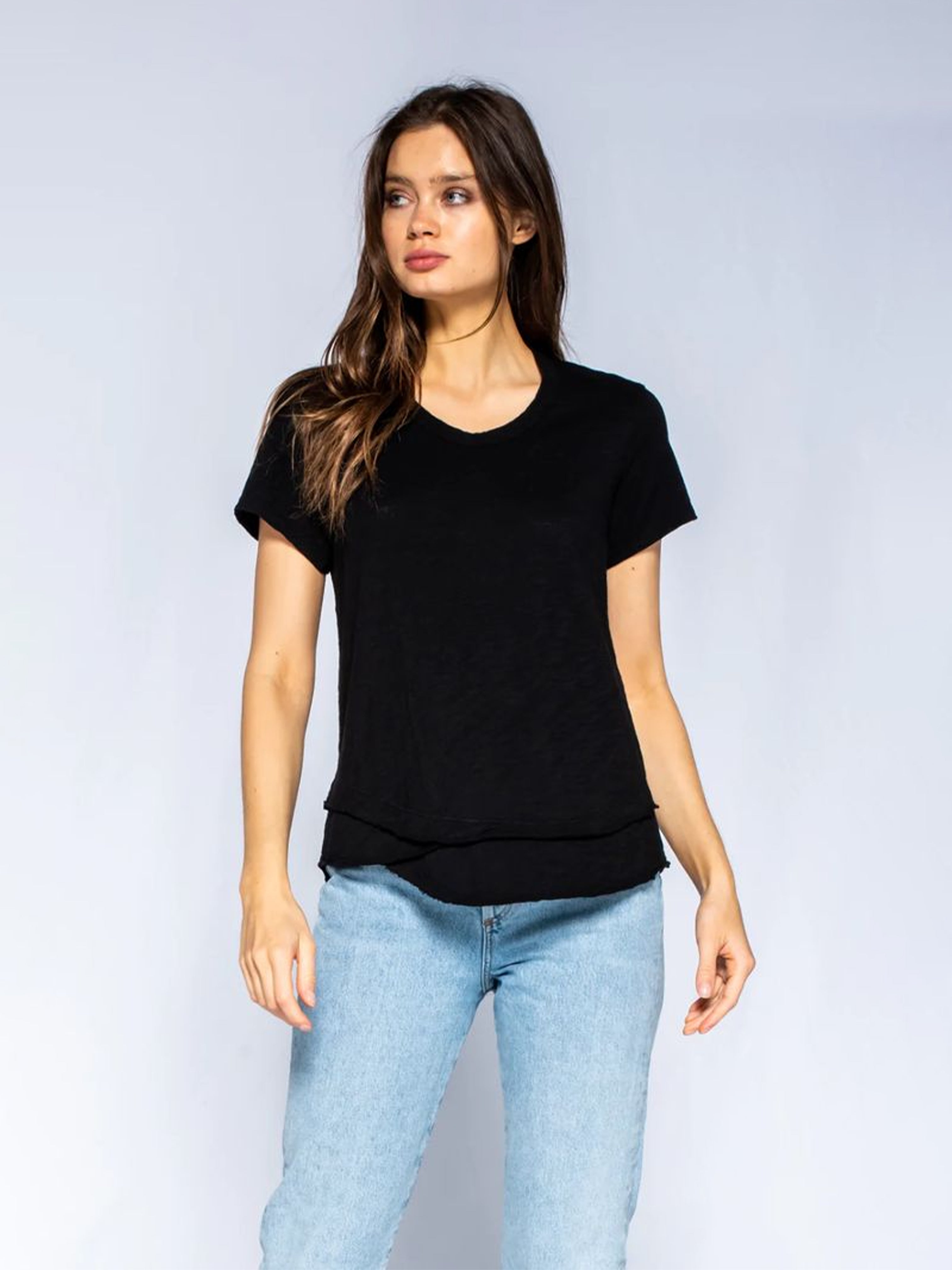 MOCK LAYER S/S T SHIRT BLACK