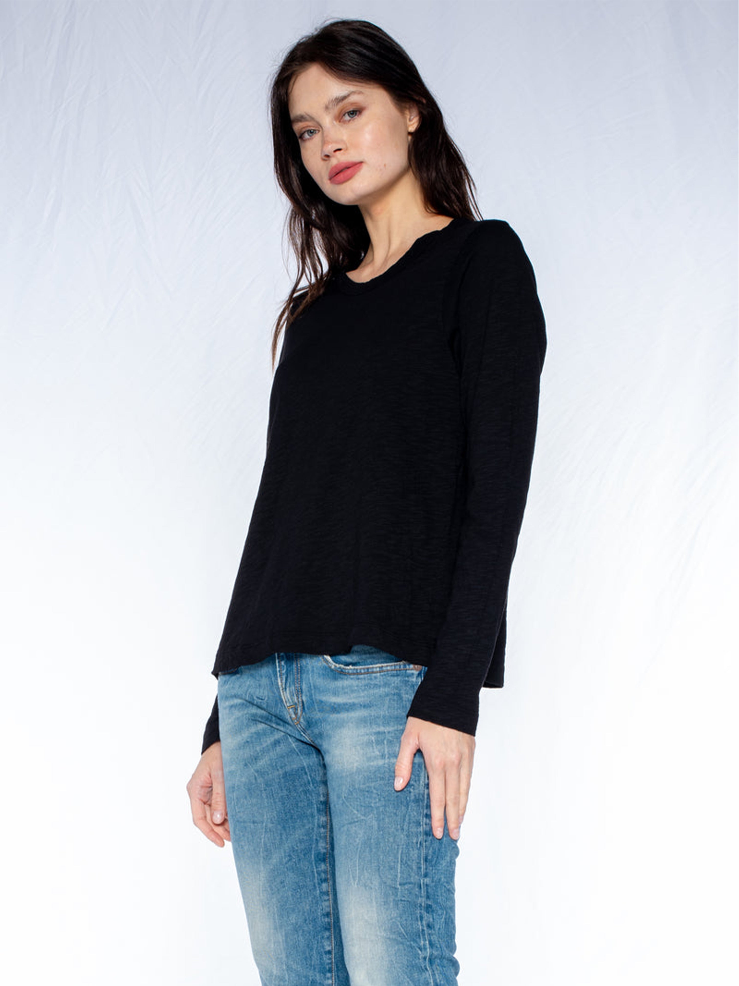 BASIC CREW L/S T SHIRT BLACK