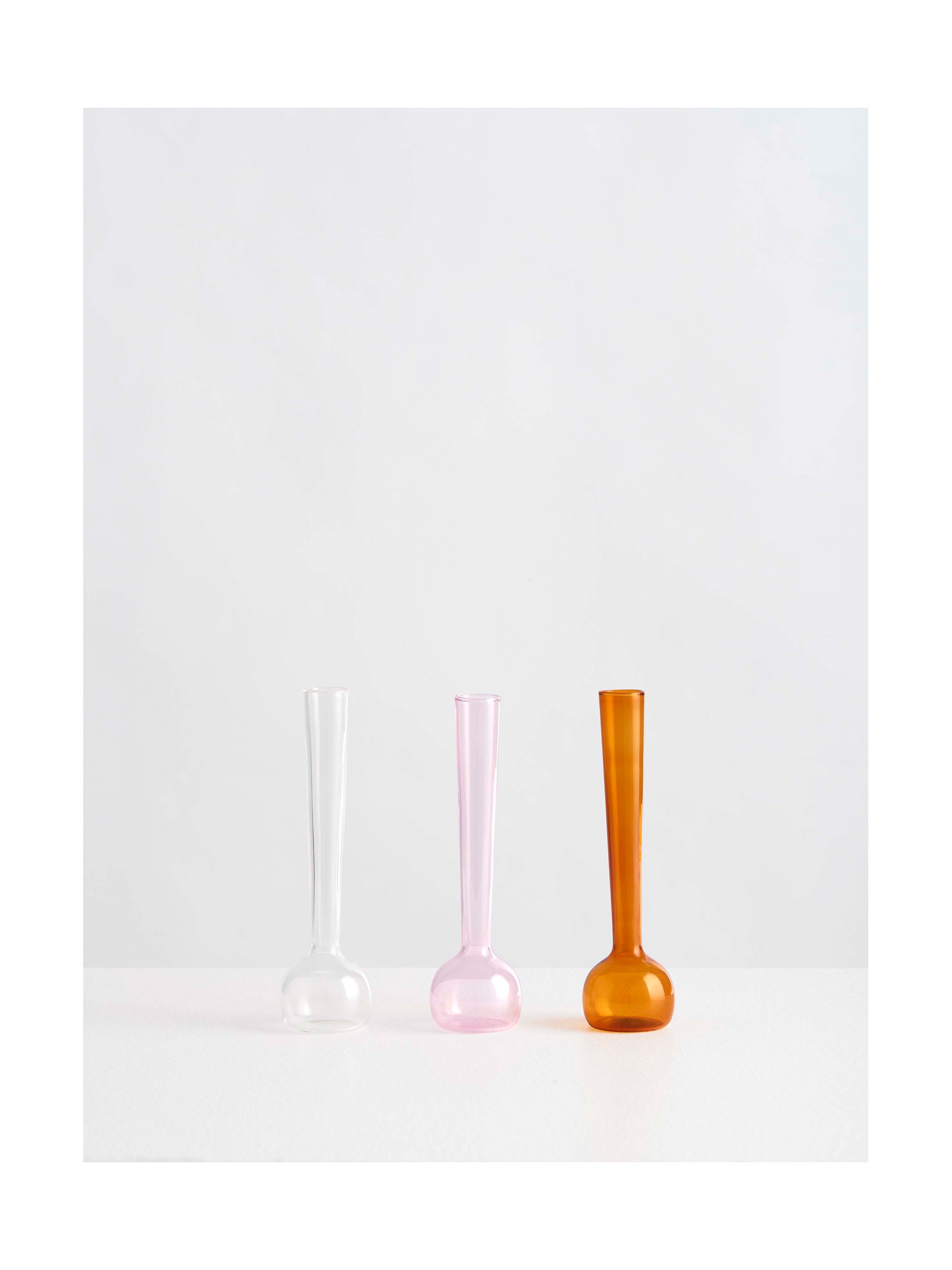 MARGOT VASE TRIO AMBER PINK CLEAR